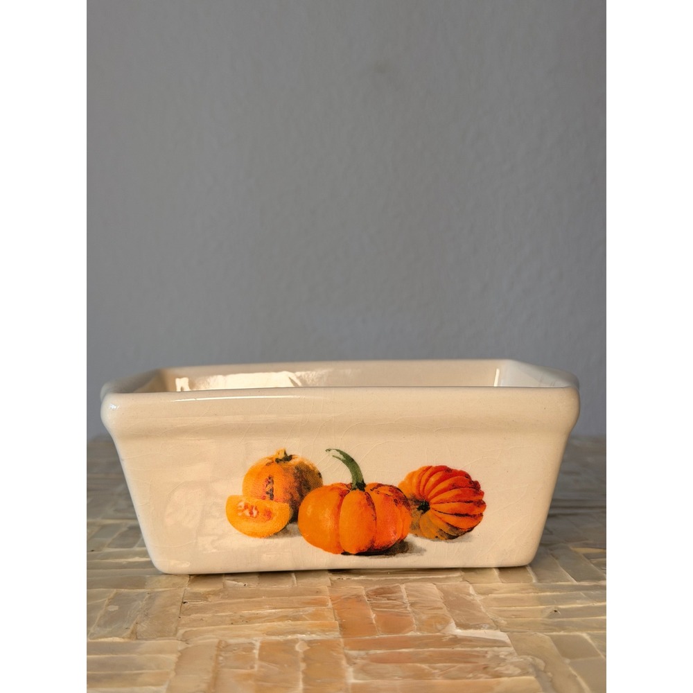 2 Ceramic Mini Loaf Pans Autumn Thanksgiving